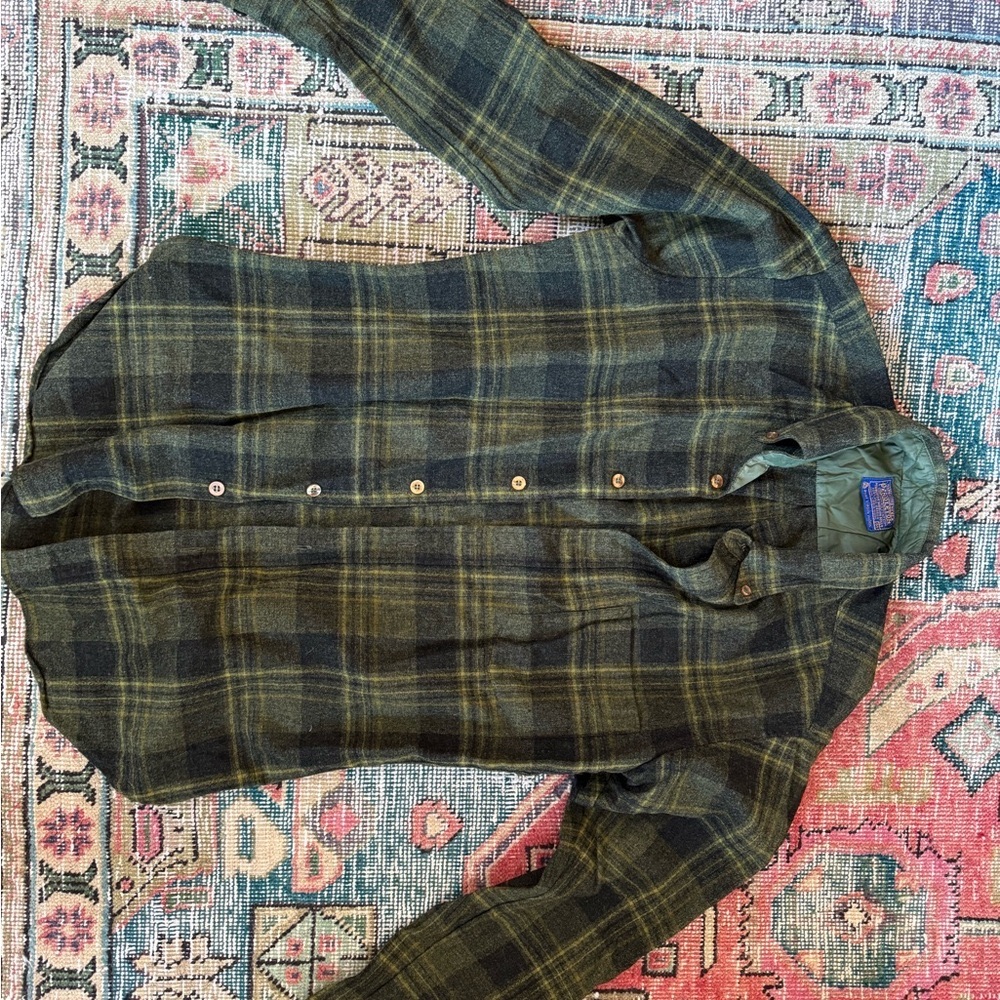Pendleton vintage wool Green Plaid Button-Up Shirt